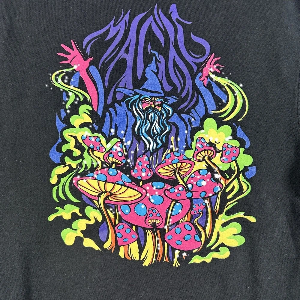 ALAB‎ Hoodie Mens Small Psychedelic Mushroom Wizard Graphic Pullover Sweatshirt